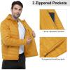 imageOutdoor Ventures Mens Lightweight Packable Hooded Puffer Jacket Insulated Winter Coat for Snow Ski TravelingYellowfold in Pocket