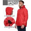 imageOutdoor Ventures Mens Packable Rain Jacket Waterproof Lightweight Raincoat with Hood Windproof Cycling JacketsBright Red