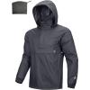imageOutdoor Ventures Mens Rain Jacket Waterproof Lightweight Packable Rain Pullover for Hiking Golf RunningMid Grey
