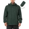 imageOutdoor Ventures Mens Rain Jacket Waterproof Lightweight Packable Rain Shell Raincoat with Hood for Golf Hiking TravelDark Green