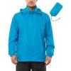 imageOutdoor Ventures Mens Rain Jacket Waterproof Lightweight Packable Rain Shell Raincoat with Hood for Golf Hiking TravelLightsky Blue