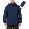 imageOutdoor Ventures Mens Rain Jacket Waterproof Lightweight Packable Rain Shell Raincoat with Hood for Golf Hiking TravelNavy Blue