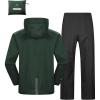 imageOutdoor Ventures Packable Rain Suit for Men Lightweight Waterproof Breathable Rain Gear for golf Rain Jacket PantsGreen