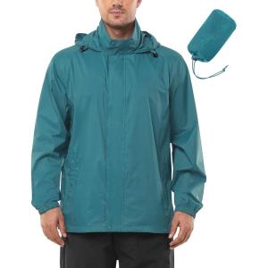 imageOutdoor Ventures Mens Rain Jacket Waterproof Lightweight Packable Rain Shell Raincoat with Hood for Golf Hiking TravelCadet Blue