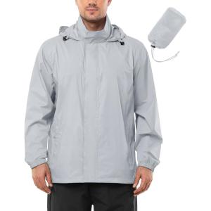 imageOutdoor Ventures Mens Rain Jacket Waterproof Lightweight Packable Rain Shell Raincoat with Hood for Golf Hiking TravelIvory