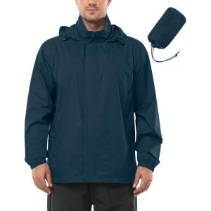 imageOutdoor Ventures Mens Rain Jacket Waterproof Lightweight Packable Rain Shell Raincoat with Hood for Golf Hiking TravelSteel Blue