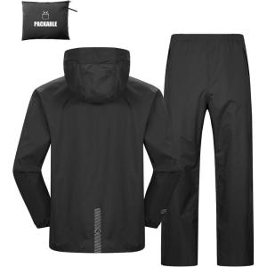 imageOutdoor Ventures Packable Rain Suit for Men Lightweight Waterproof Breathable Rain Gear for golf Rain Jacket PantsBlack