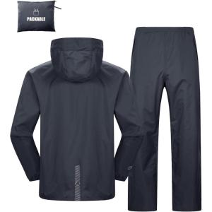 imageOutdoor Ventures Packable Rain Suit for Men Lightweight Waterproof Breathable Rain Gear for golf Rain Jacket PantsGrey