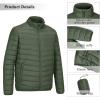 imageOutdoor Ventures Mens Lightweight Packable Puffer Winter Jacket Insulated Puffy Coat for Snow Ski Hiking TravelArmy Greenfold in Bag
