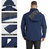 imageOutdoor Ventures Mens Lightweight Softshell Jacket Fleece Lined Hooded Water Resistant Winter Hiking Windbreaker JacketsBlueremovable Hood