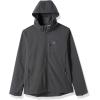 imageOutdoor Ventures Mens Lightweight Softshell Jacket Fleece Lined Hooded Water Resistant Winter Hiking Windbreaker JacketsDarkgrey Melangeremovable Hood