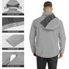 imageOutdoor Ventures Mens Lightweight Softshell Jacket Fleece Lined Hooded Water Resistant Winter Hiking Windbreaker JacketsMid Greyremovable Hood