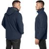imageOutdoor Ventures Mens Lightweight Softshell Jacket Fleece Lined Hooded Water Resistant Winter Hiking Windbreaker JacketsMidnight Blue Heatherremovable Hood