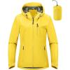 imageOutdoor Ventures Packable Rain Jacket Women Lightweight Waterproof Raincoat with Hood Cycling Bike JacketSulphur Yellow