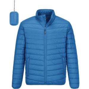 imageOutdoor Ventures Mens Lightweight Packable Puffer Winter Jacket Insulated Puffy Coat for Snow Ski Hiking TravelCobalt Bluefold in Pocket Or Bag