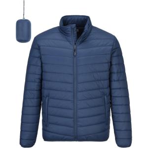 imageOutdoor Ventures Mens Lightweight Packable Puffer Winter Jacket Insulated Puffy Coat for Snow Ski Hiking TravelCollegiate Navyfold in Bag