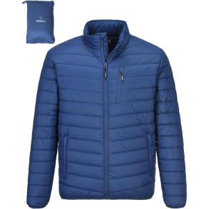 imageOutdoor Ventures Mens Lightweight Packable Puffer Winter Jacket Insulated Puffy Coat for Snow Ski Hiking TravelCollegiate Navyfold in Pocket
