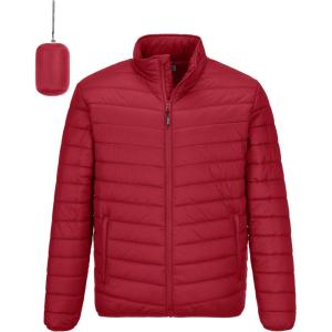 imageOutdoor Ventures Mens Lightweight Packable Puffer Winter Jacket Insulated Puffy Coat for Snow Ski Hiking TravelMountain Redfold in Bag
