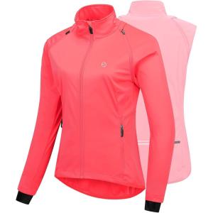 imageOutdoor Ventures Womens Full Zip Running Cycling Jacket Waterproof Windproof Reflective Removable Sleeves Athletic Vest