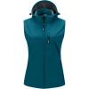 imageOutdoor Ventures Womens Hooded Lightweight Softshell Vest Windproof Fleece Lined Sleeveless Jacket for Golf Running TravelModern Blue