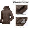 imageOutdoor Ventures Womens Packable Lightweight FullZip Puffer Jacket with Hood Quilted Winter CoatBrownfold in Pocket