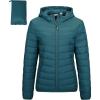 imageOutdoor Ventures Womens Packable Lightweight FullZip Puffer Jacket with Hood Quilted Winter CoatTealfold in Pocket