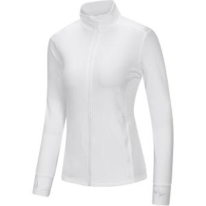 imageOutdoor Ventures Womens Full Zip Up Athletic Jacket Lightweight Workout Running Jacket with Pockets for Hiking Yoga GymWhite