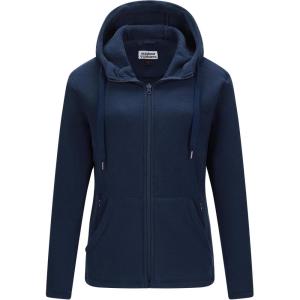 imageOutdoor Ventures Womens Full Zip Hooded Fleece Jacket Coat with 6 Pockets Warm Soft Polar Fleece Casual Hoodie SweatshirtNavy