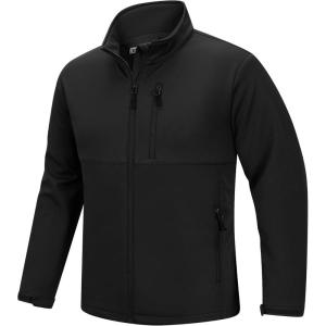 imageOutdoor Ventures Mens Softshell Jacket Waterproof Fleece Lined Rain Shell Jacket Lightweight Windbreaker for Hiking TravelBlack