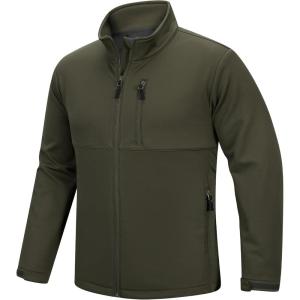 imageOutdoor Ventures Mens Softshell Jacket Waterproof Fleece Lined Rain Shell Jacket Lightweight Windbreaker for Hiking TravelOlive