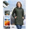 imageOutdoor Ventures Womens Long Hooded Lightweight Puffer Coat Quilted Insulated Winter JacketArmy Green