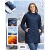 imageOutdoor Ventures Womens Long Hooded Lightweight Puffer Coat Quilted Insulated Winter JacketBlue