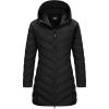imageOutdoor Ventures Womens Long Hooded Lightweight Puffer Coat Quilted Insulated Winter JacketBlack