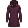 imageOutdoor Ventures Womens Long Hooded Lightweight Puffer Coat Quilted Insulated Winter JacketWine