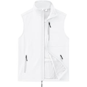 imageOutdoor Ventures Mens Windproof Softshell Vest Outerwear Lightweight Sleeveless Jacket for Running Golf Hiking TravelWhite