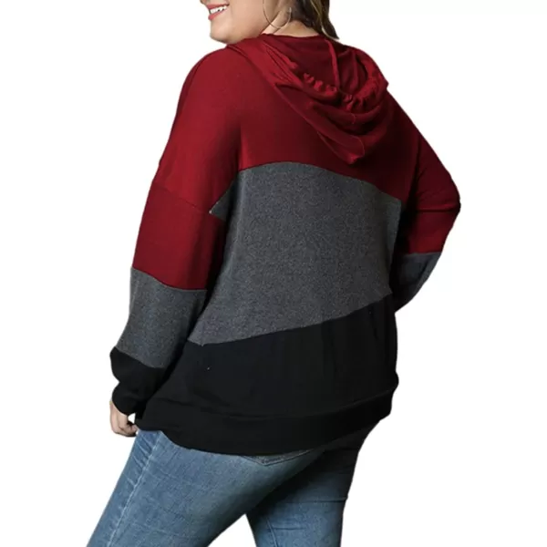 Eytino Women Plus Size Hoodies Sweatshirts Long Sleeve Colorblock Drawstring Hooded Tops