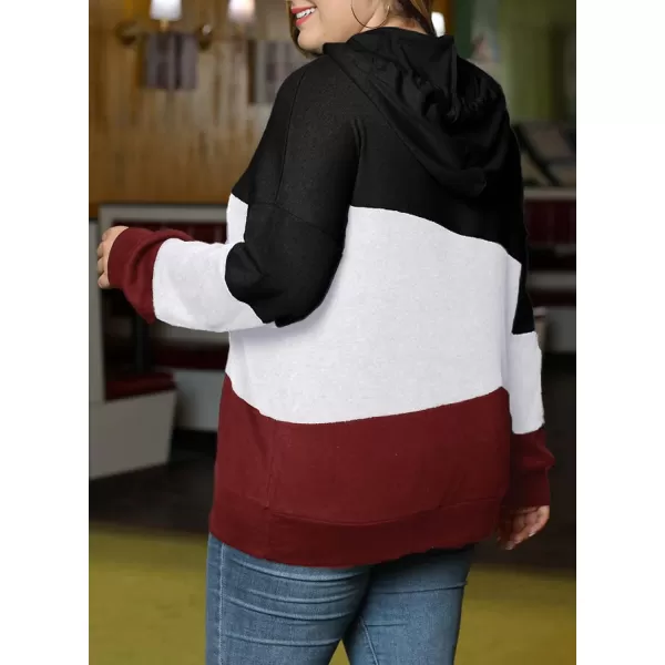 Eytino Women Plus Size Hoodies Sweatshirts Long Sleeve Colorblock Drawstring Hooded Tops