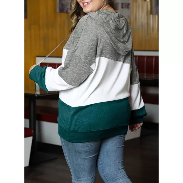 Eytino Women Plus Size Hoodies Sweatshirts Long Sleeve Colorblock Drawstring Hooded Tops
