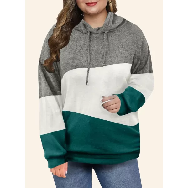 Eytino Women Plus Size Hoodies Sweatshirts Long Sleeve Colorblock Drawstring Hooded Tops