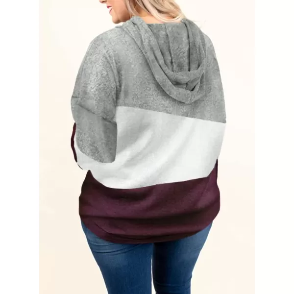Eytino Women Plus Size Hoodies Sweatshirts Long Sleeve Colorblock Drawstring Hooded Tops