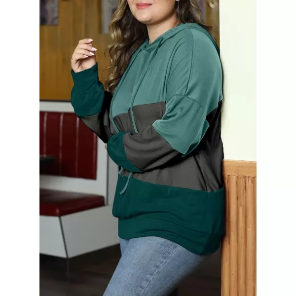 Eytino Women Plus Size Hoodies Sweatshirts Long Sleeve Colorblock Drawstring Hooded Tops