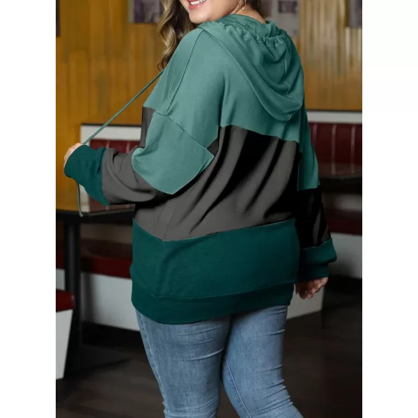 Eytino Women Plus Size Hoodies Sweatshirts Long Sleeve Colorblock Drawstring Hooded Tops