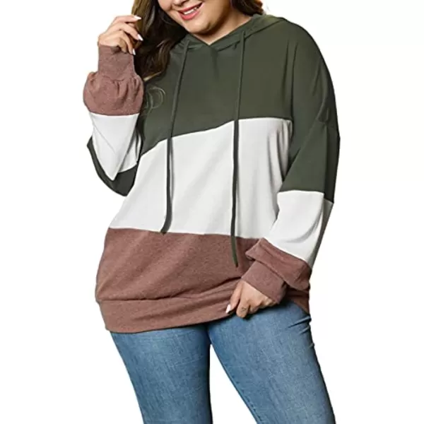 Eytino Women Plus Size Hoodies Sweatshirts Long Sleeve Colorblock Drawstring Hooded Tops