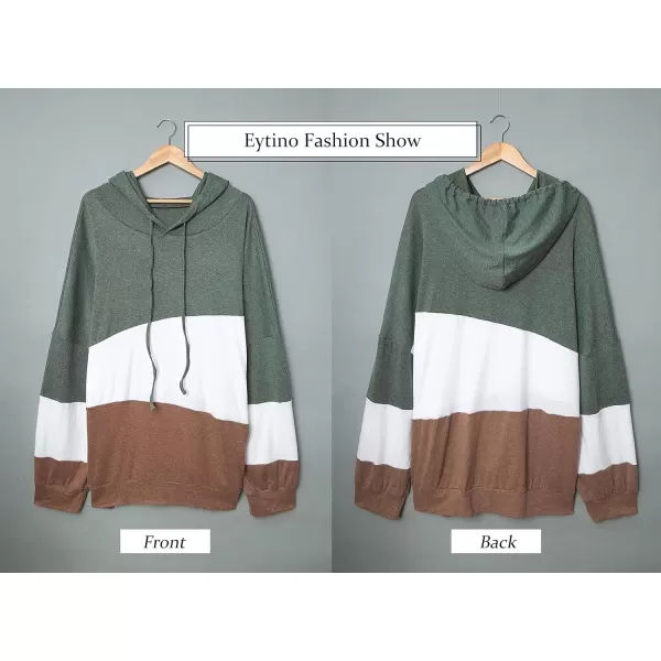 Eytino Women Plus Size Hoodies Sweatshirts Long Sleeve Colorblock Drawstring Hooded Tops