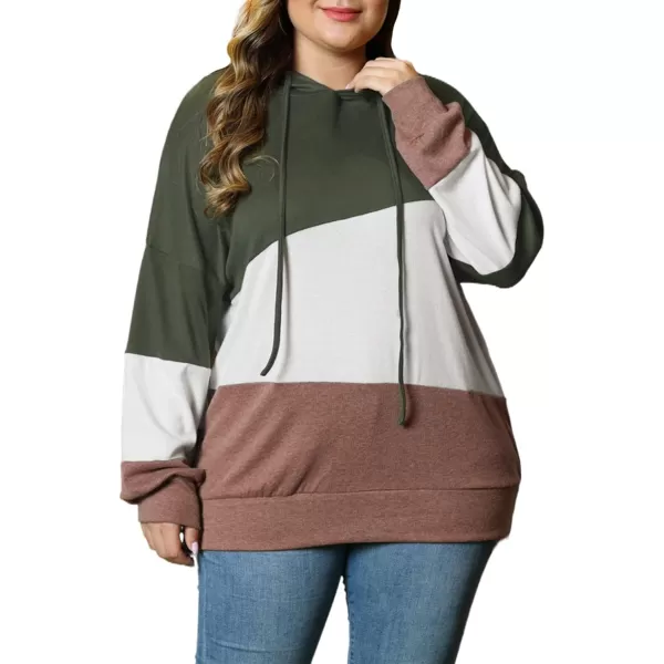 Eytino Women Plus Size Hoodies Sweatshirts Long Sleeve Colorblock Drawstring Hooded Tops