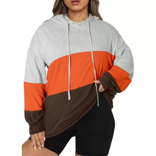 Eytino Women Plus Size Hoodies Sweatshirts Long Sleeve Colorblock Drawstring Hooded Tops