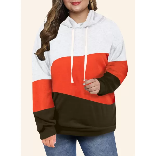 Eytino Women Plus Size Hoodies Sweatshirts Long Sleeve Colorblock Drawstring Hooded Tops