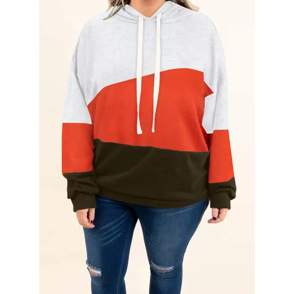 Eytino Women Plus Size Hoodies Sweatshirts Long Sleeve Colorblock Drawstring Hooded Tops