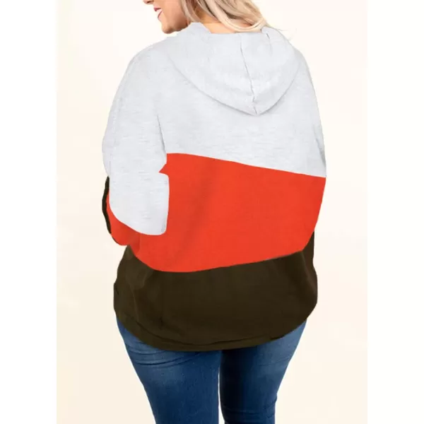 Eytino Women Plus Size Hoodies Sweatshirts Long Sleeve Colorblock Drawstring Hooded Tops