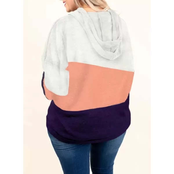 Eytino Women Plus Size Hoodies Sweatshirts Long Sleeve Colorblock Drawstring Hooded Tops